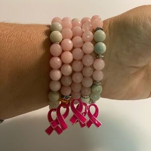 Set of 5 pink breast cancer bracelets